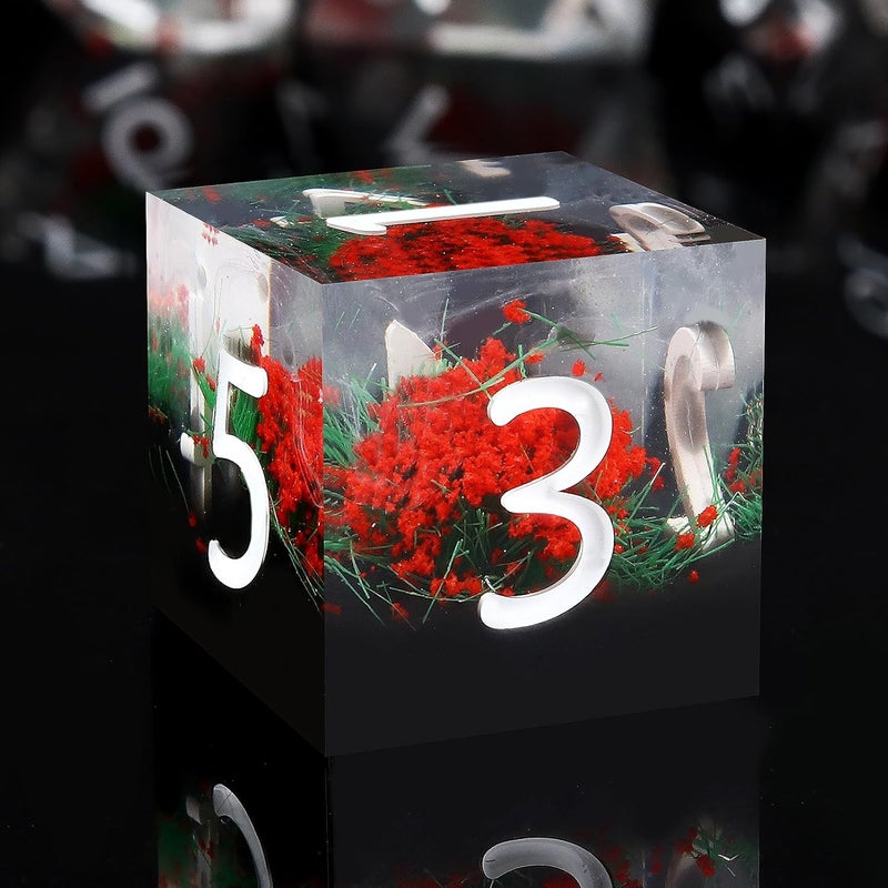 Haxtec DND Dice Set Sharp Edge Resin Dice Set with Dice Case, Flower D and D Dice, Polyhedral D&D Dice Set for Dungeons and Dragons TTRPGs DND Gift, Red - Image 1